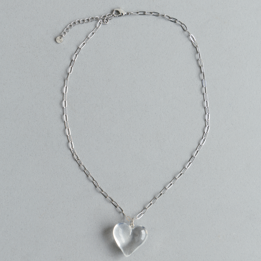 clear heart necklace